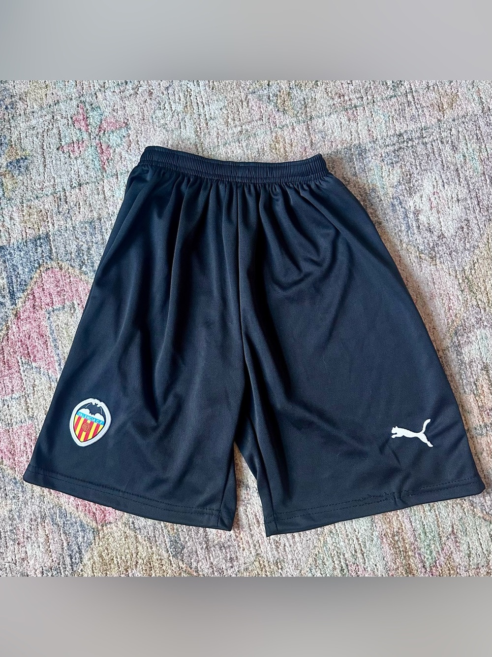 Puma Black Athletic Shorts with Valencia Crest